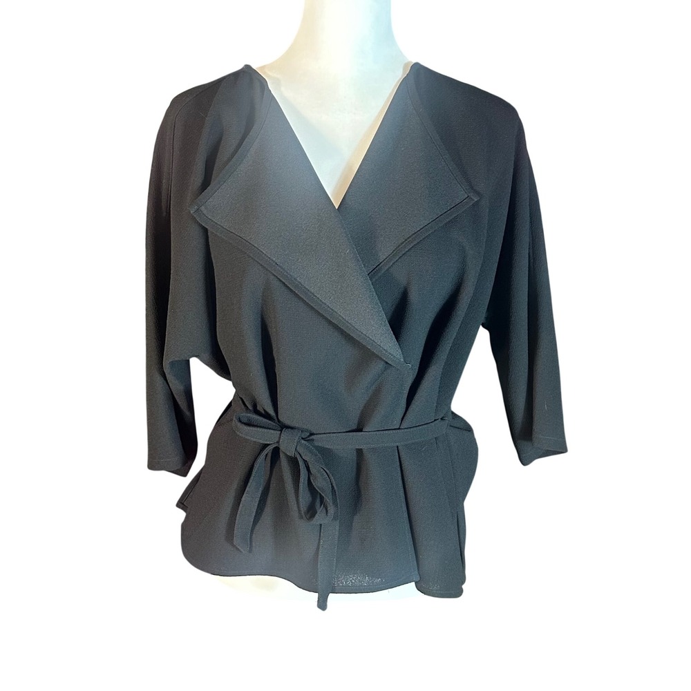 Madewell Wrap Jacket Women XS Black Draped Lapel Belted Crepe E4897